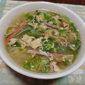 レタスとカニカマの中華スープ
